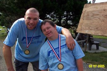 An athlete and his volunteer